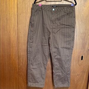 Pinstriped Cropped Pants in Brown